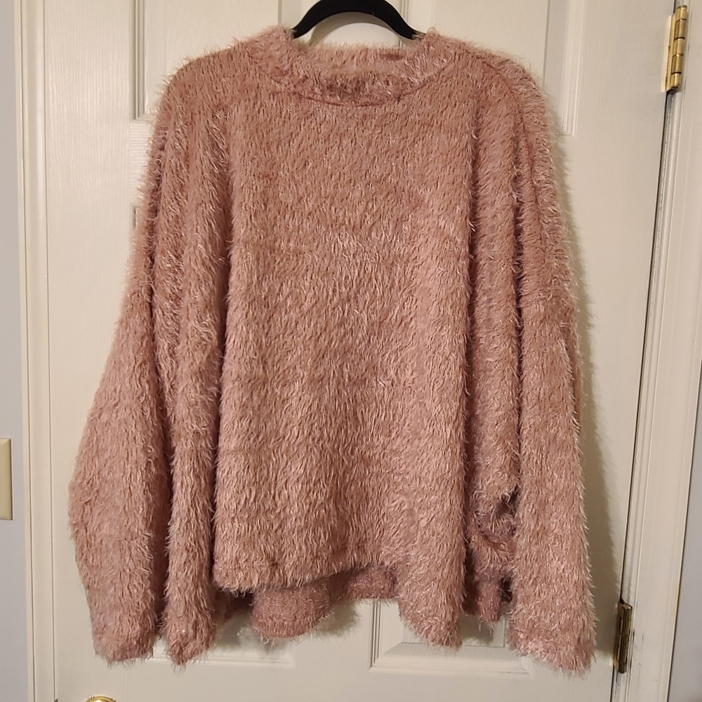 Cozy Plush Crewneck Sweater - Blush Pink